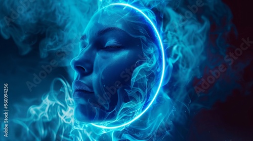 3d woman and energy flow.