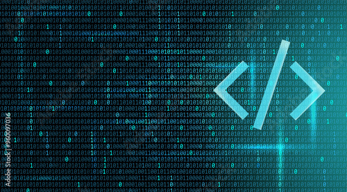 Coding background with binary number. Programming code developer web, and software. Vector technology