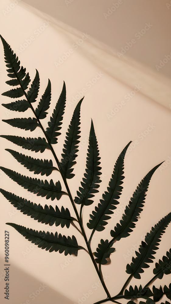 Naklejka premium Fern leaf shadow overlay on a soft beige background