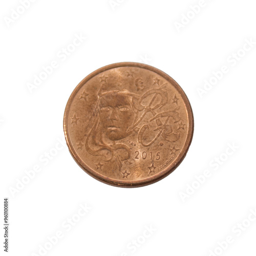 five Cent Euro Coin copper Close-Up detailed country