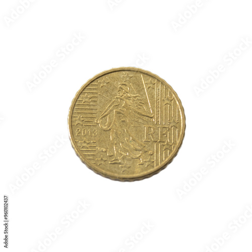 ten Cent Euro Coin gold Close-Up detailed country