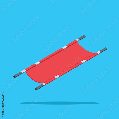 stretcher logo, sports equipment illustration, red yoga mat covered. suitable for posters and web icons