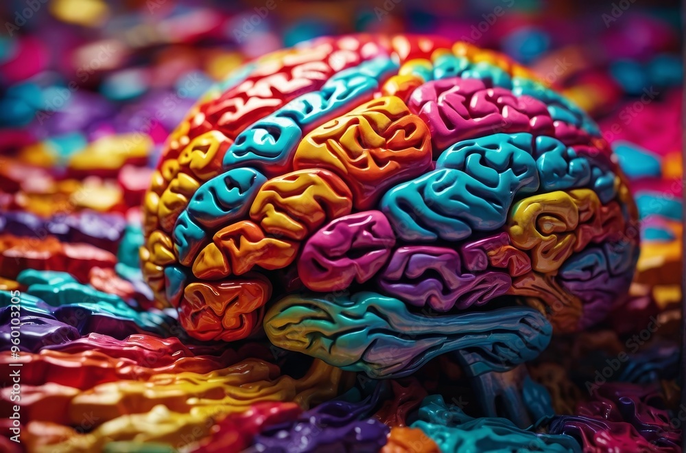 Colorful brain anatomy illustration human thought and creativity Colorful brain anatomy illustration human thought and creativity
