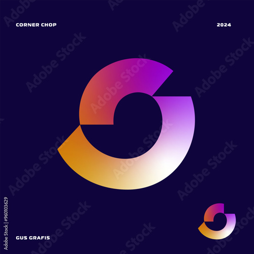 Number 0 corner chop or corner cut, font, lettering, typography with sharp edges, bold, masculine, and futuristic style. Perfect for logos, display, design elements etc.