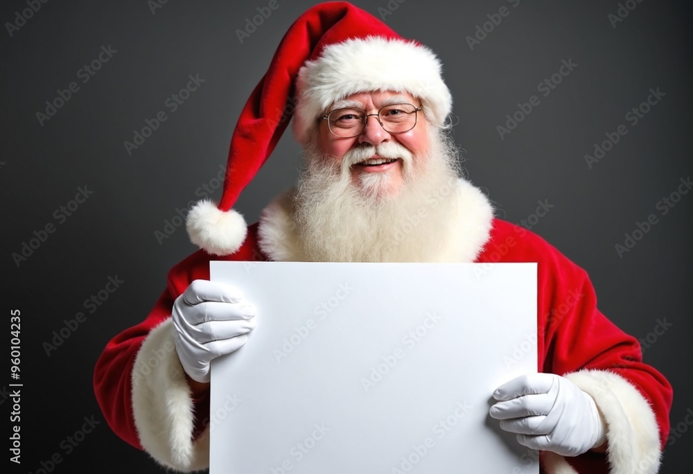 Naklejka premium Santa Claus Holding a blank Sign for Christmas Promotions