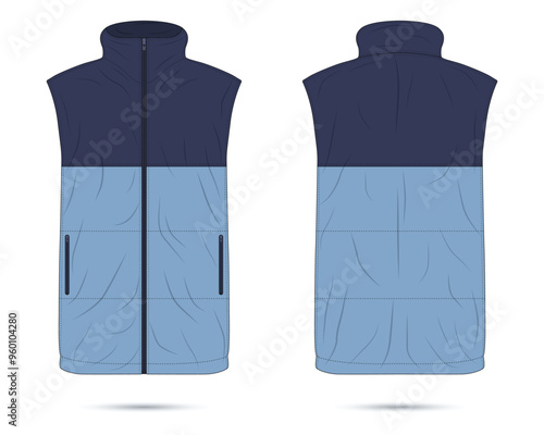 Mockup of zipper vest front and back view