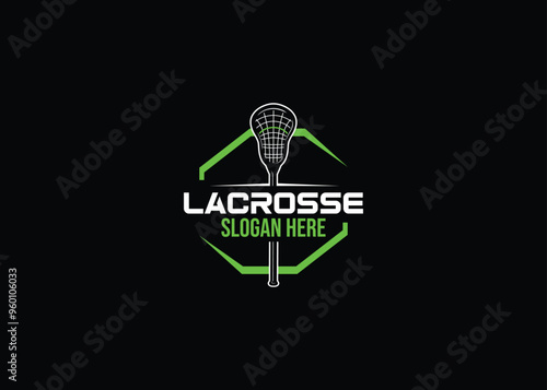 Lacrosse logo badge emblem. Sports label vector illustration