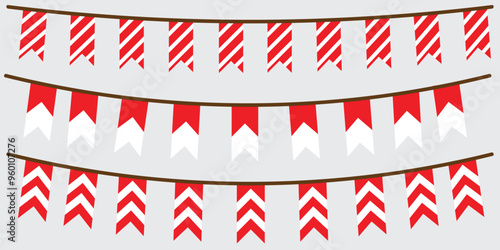Indonesian Independence Day Bunting Flags Illustration