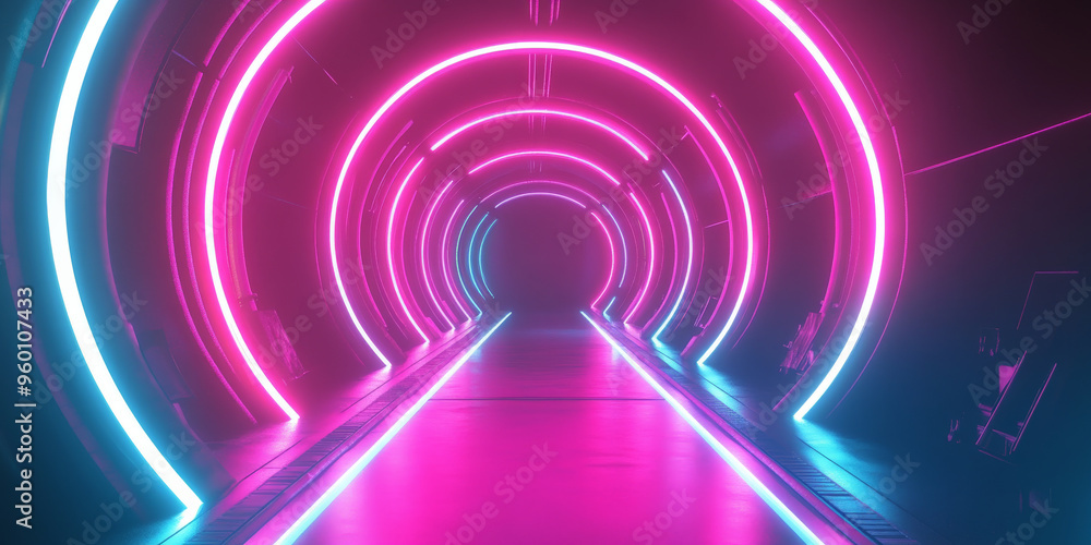 A neon lighting background showcasing a series of bright pink and blue neon rings, forming a futuristic tunnel effect. A neon lighting background showcasing a series of bright pink and blue neon rings, forming a futuristic tunnel effect.