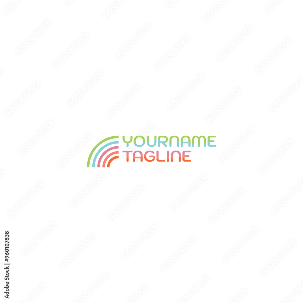 Obraz premium Modern and minimal multicolor logo design with rainbow for kids brand, festival, education, children event and education.