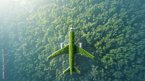 Sustainable aviation fuel concept. Net zero emissions. Eco-friendly aviation fuel. Air travel. Future of flight with green innovation. photo