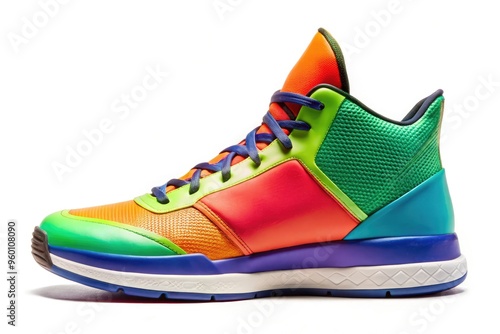 Stylish High-Top Basketball Shoes With Sleek Lines And A Bold, Vibrant Colorway, Perfect For On-Court Dominance. photo