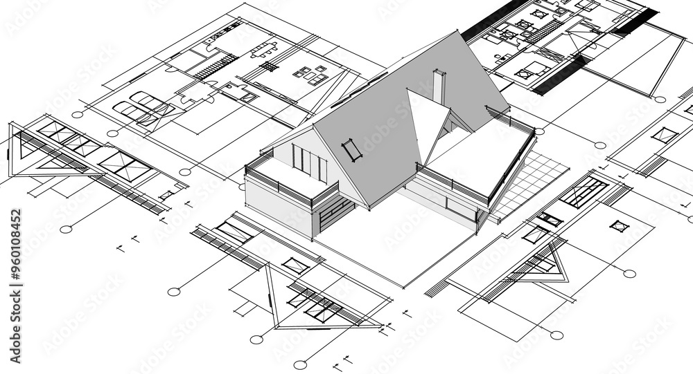 architecture house plan 3d illustration architecture house plan 3d illustration