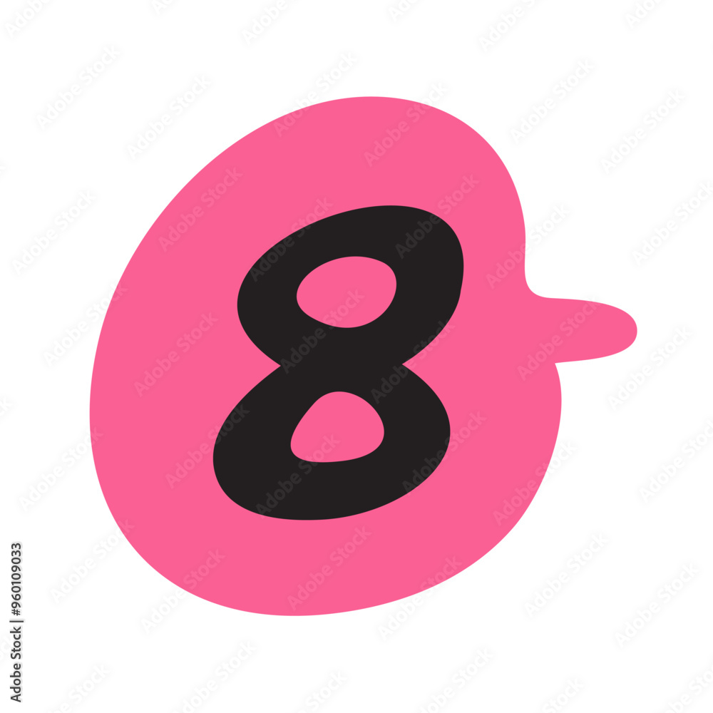 Number 8. Red speech bubble. Flat illustration on white background. Number 8. Red speech bubble. Flat illustration on white background.