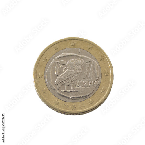 one euro coin detailed shining showing details colseup