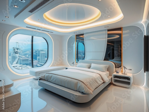 interior of a hotel room luxury and futuristic