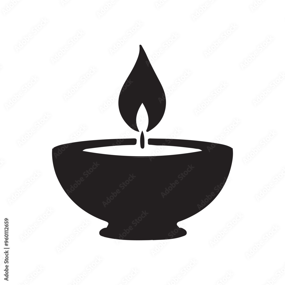 Happy Diwali festival with lamp silhouette vector Happy Diwali festival with lamp silhouette vector