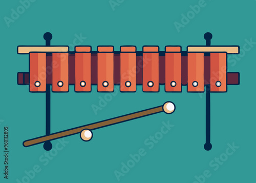 Illustration of typical marimba percussion instrument 
