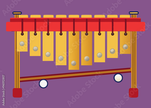 Illustration of typical marimba percussion instrument 
