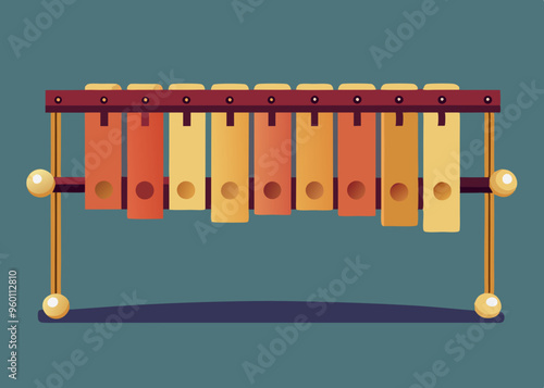 Illustration of typical marimba percussion instrument 
