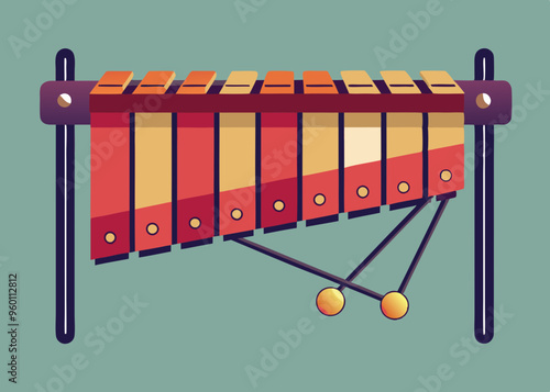 Illustration of typical marimba percussion instrument 

