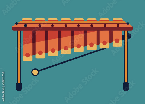 Illustration of typical marimba percussion instrument 
