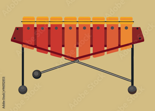 Illustration of typical marimba percussion instrument 
