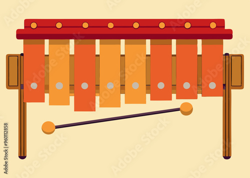 Illustration of typical marimba percussion instrument 
