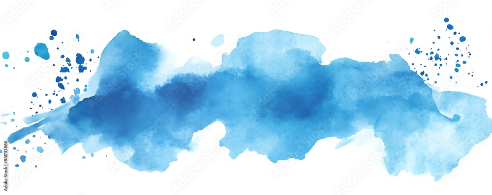 Obraz premium Abstract Blue Watercolor Wash with Splashes