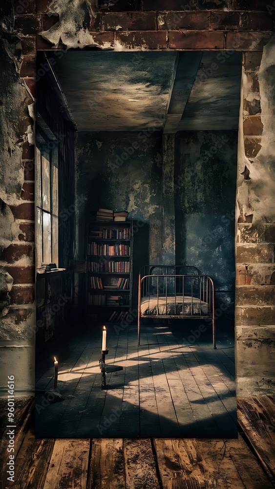 Old room with brick wall, grungy background Old room with brick wall, grungy background