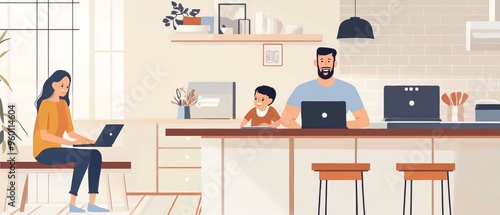 Wallpaper Mural Balancing Remote Work and Family Life at Home Torontodigital.ca