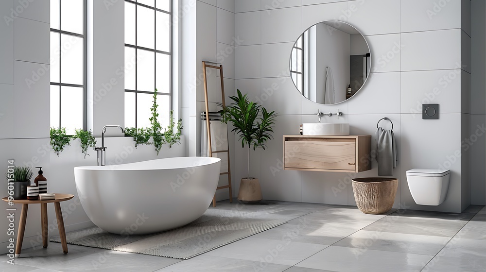 Scandinavian bathroom with a simple yet functional design Scandinavian bathroom with a simple yet functional design