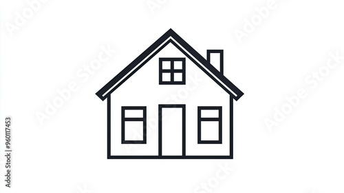 Icon of a house, symbolizing home and comfort, with clean, modern lines.