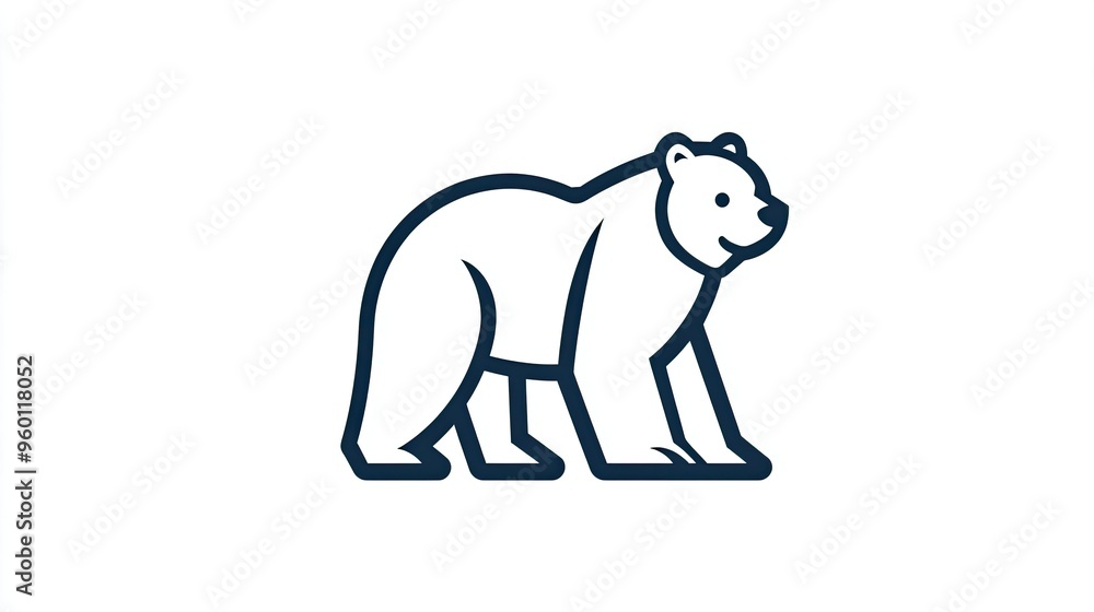 Line icon of a bear, representing power and nature with a simple, clean style. Line icon of a bear, representing power and nature with a simple, clean style.