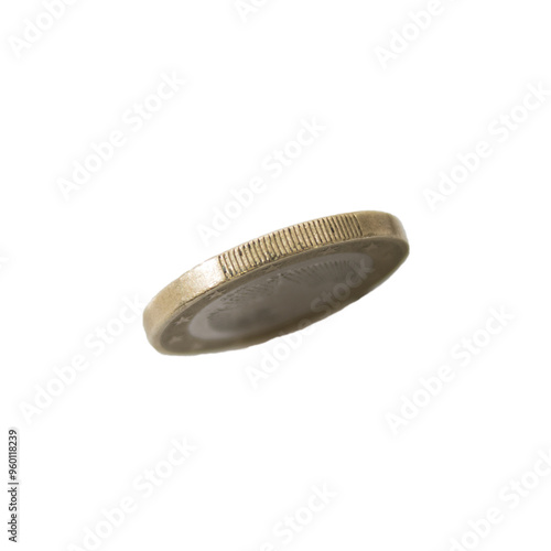 euro coin side view isolated in white