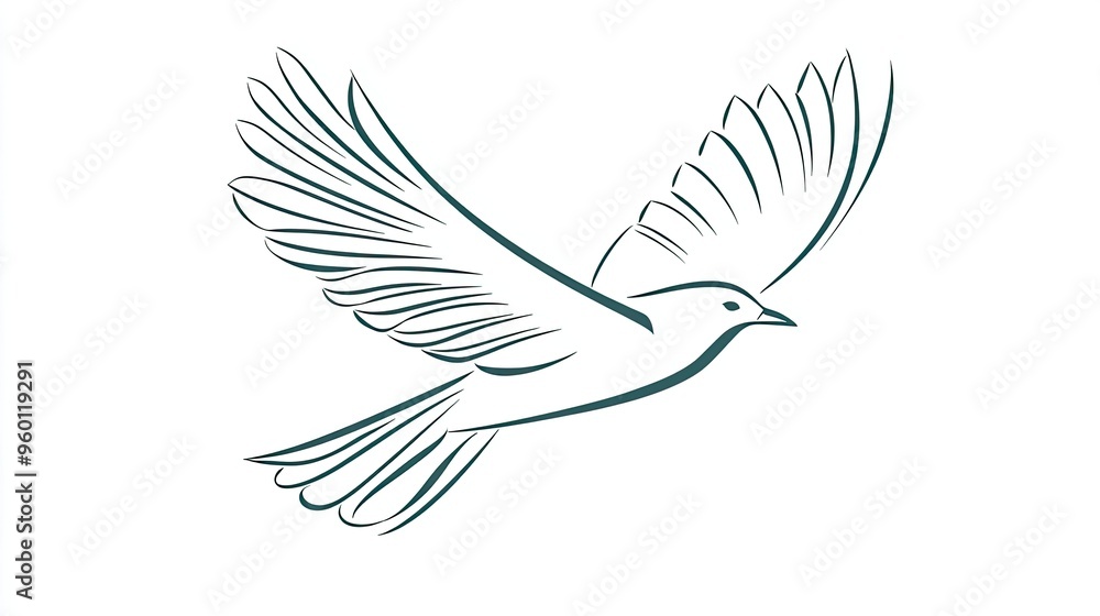 Fototapeta premium Outline of a bird in flight, symbolizing freedom and grace in a clean, modern design.