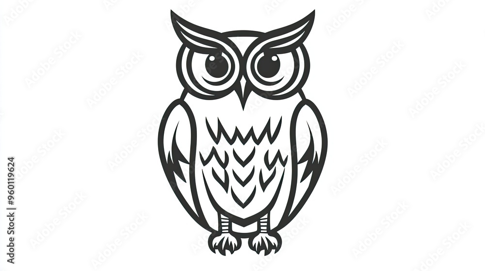 Outline of an owl, representing wisdom and mystery in a simple, clean design. Outline of an owl, representing wisdom and mystery in a simple, clean design.