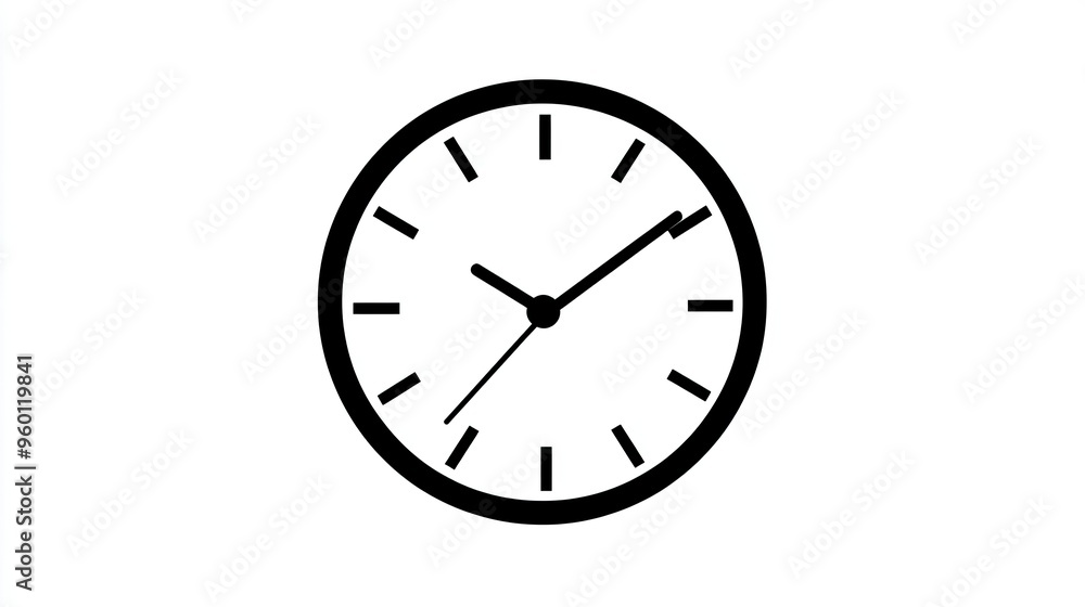 Simple line drawing of a clock, symbolizing time and punctuality, in a clean, minimalist design. Simple line drawing of a clock, symbolizing time and punctuality, in a clean, minimalist design.