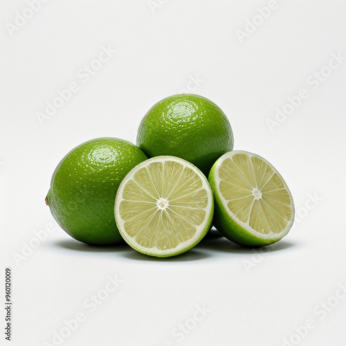 Fresh Limes on White Background