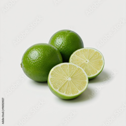 Fresh Limes on White Background