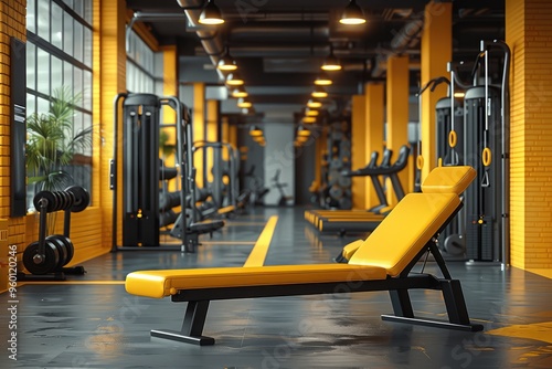 Top View of gym room for training and sports