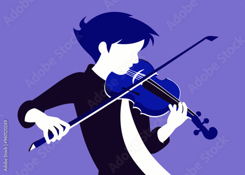 Map Playing Violin Silhouette 