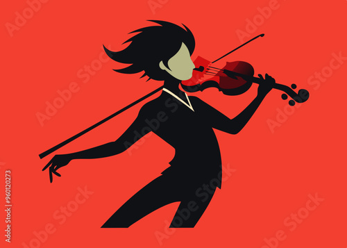 Map Playing Violin Silhouette 