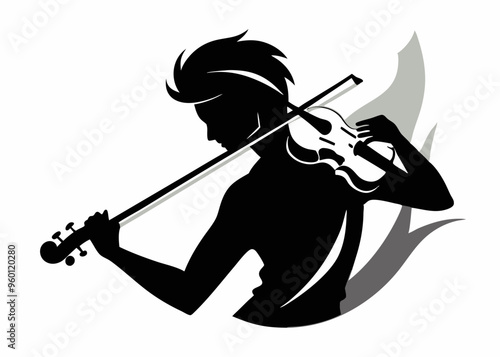 Map Playing Violin Silhouette 