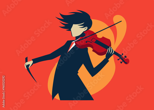 Map Playing Violin Silhouette 