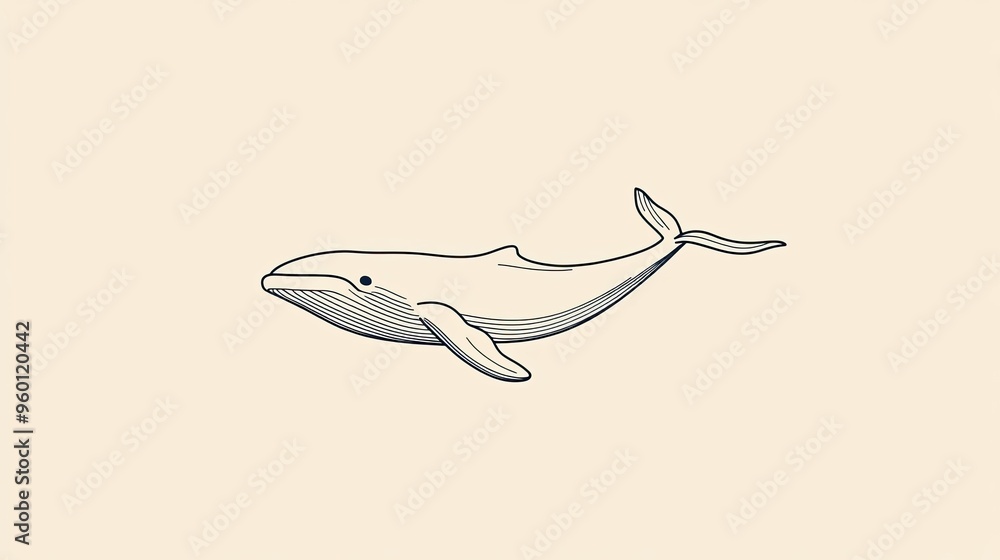 Simple outline of a whale, representing the majesty of marine life in a minimalist design.
