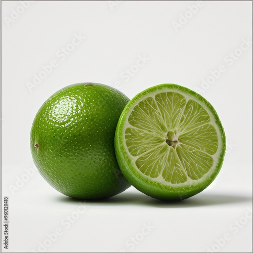 Fresh Limes on White Background