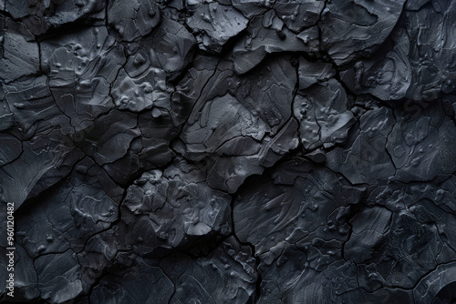 A dark black textured surface with a pattern of raised, irregular bumps. The texture resembles a rough, industrial material like blackened steel. photo