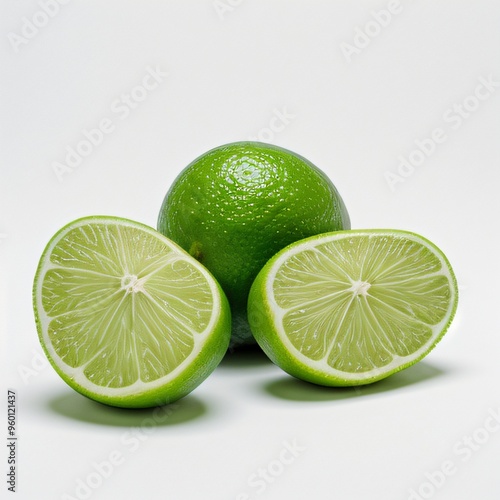 Fresh Limes on White Background