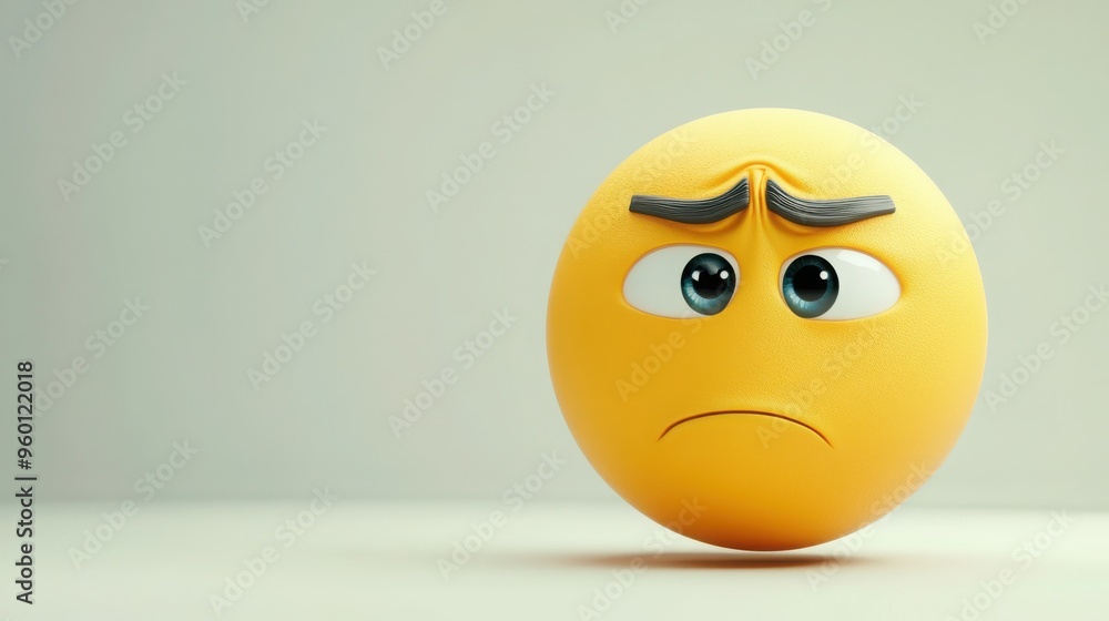 A 3D cartoon emoji with a confused expression, one eyebrow raised and a small frown, showing bewilderment, on a white background A 3D cartoon emoji with a confused expression, one eyebrow raised and a small frown, showing bewilderment, on a white background